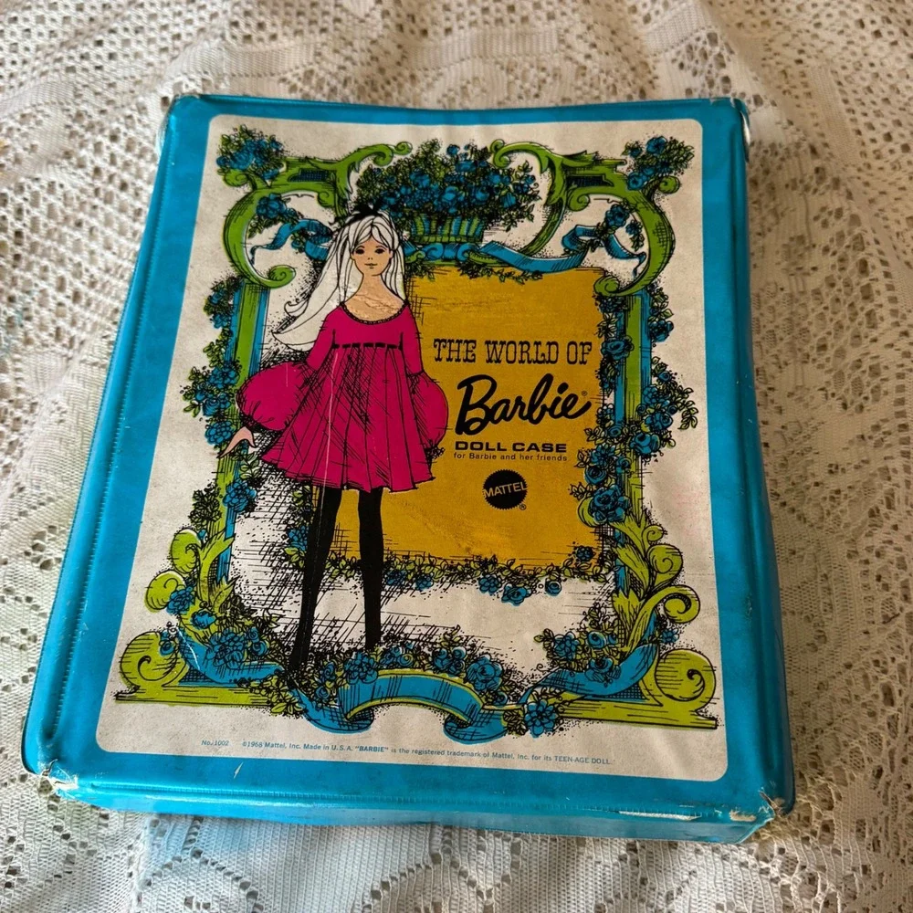 Vintage Barbie Doll Case Mattel 1969‎ Blue Green Carrying Storage Container